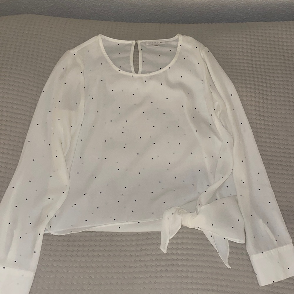 Socialite | Long Sleeve Polka Dot Blouse